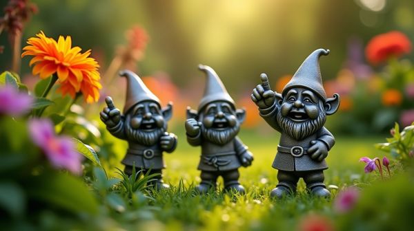 Au jardin, les nains insurgés font rire avec leur doigt d'honneur